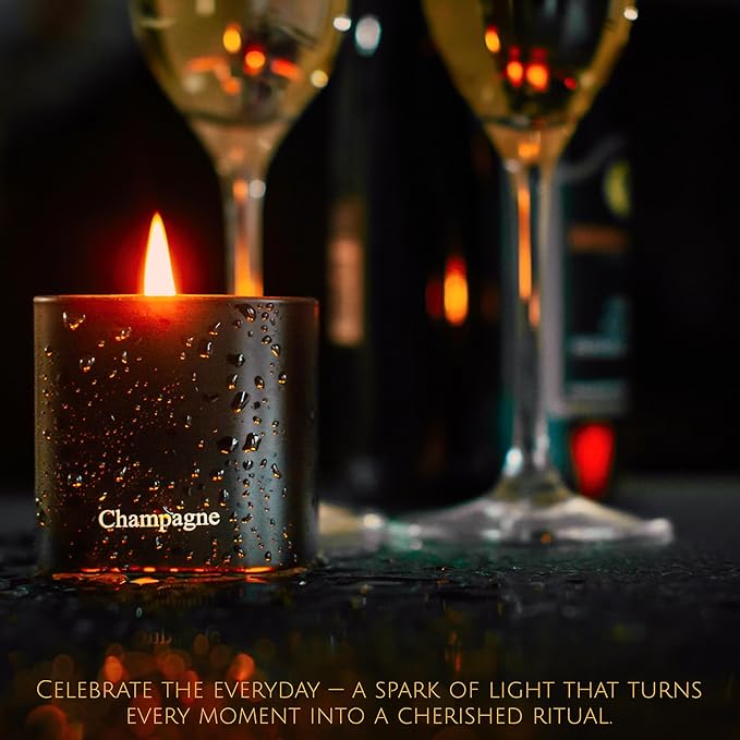 Luxury Scented Candle Set 3-Pack | Home Decor & Giftable Soy Candles | Champagne, Sandalwood & Amber | 75h Burn Time | Cotton Wick | Elegant Decorative Jars