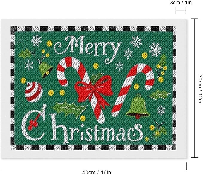 AIVKIEJK Diamond Painting Kits for Adults - Festive Merry Christmas Red Bow, Candy Cane & Bell Painting DIY 5D Full Drill Diamond Dots Paintings with Diamonds Gem Art and Crafts Home Decor 12"x16"