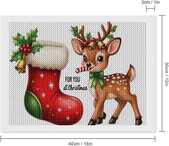 AIVKIEJK Diamond Painting Kits for Adults - Deer Sugar Bell Holiday Christmas Painting DIY 5D Full Drill Diamond Dots Paintings with Diamonds Gem Art and Crafts Home Decor 12"x16"