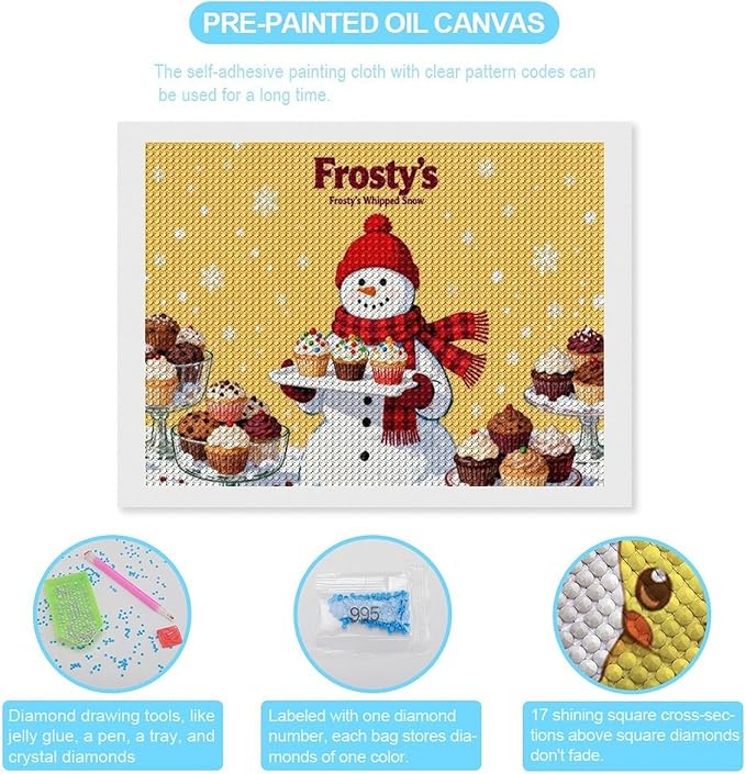 AIVKIEJK Diamond Painting Kits for Adults - Christmas Snowman Painting DIY 5D Full Drill Diamond Dots Paintings with Diamonds Gem Art and Crafts Home Decor 12"x16"