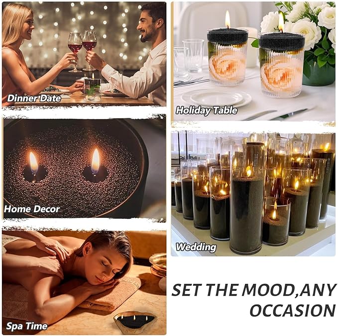 Candle Sand with Wicks, Pearled Candle Wax for DIY Candles Making, 18Oz Refillable Beaded Wax Non-Toxic Natural Sand Beaded Waxs Customized Pearled Candles Making for Home Decoration Wedding Party