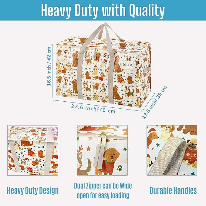 VENO 6 Pack Heavy Duty Moving Bags, Extra Large Storage Bags with Reinforced Handles & Strong Zippers, Foldable & Reusable Moving Box Alternative for Clothes & Dorm Storage