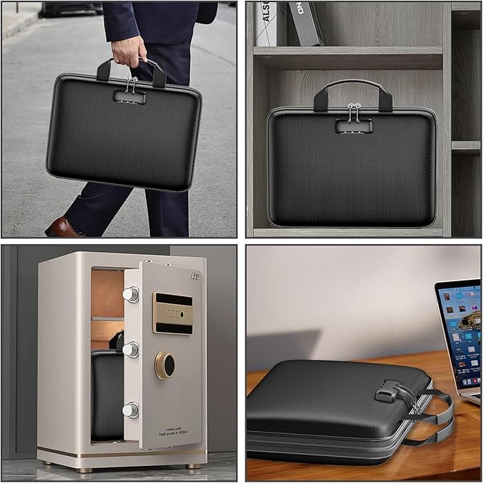 Fireproof File Organizer,Fireproof Document Box with Lock,Large 13 Pocket Expanding File Folder,Hard-Shell Portable Safe Storage for Letter/Legal Document,Laptop,Valuables-Black