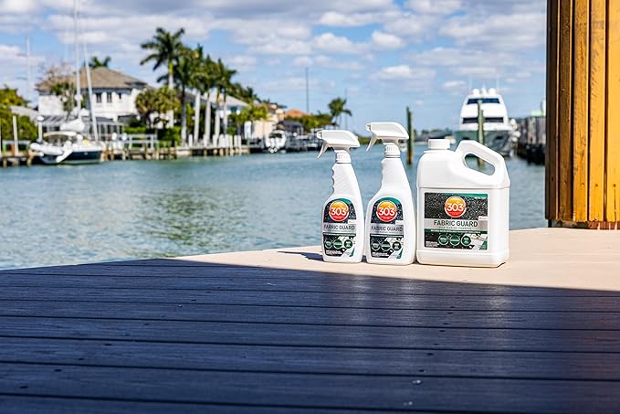 303 Products Marine Fabric Guard – Water Repellent & Stain Shielding Fabric Spray, Safe for All Outdoor Upholstery, Simple & Easy to Use, Protectant Spray for Boats, 1 Gallon
