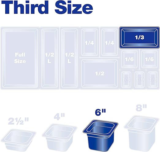 Carlisle FoodService Products StorPlus High Heat Food Pan, 1/3 Size, 6 Inches Deep, Black, 5 Litre Capacity, Plastic, No Lid