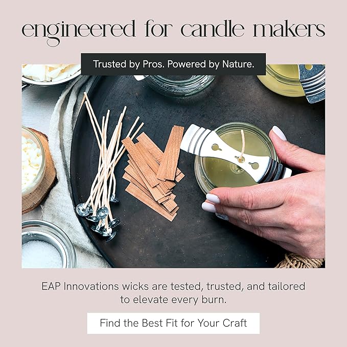 6" Eco Candle Making Wicks, Self-Trimming Design, Coreless Cotton Wicks for Candle Making, Ideal for DIY, Ideal for Low Melt-Point Waxes, Size ECO-8, Pack of 100