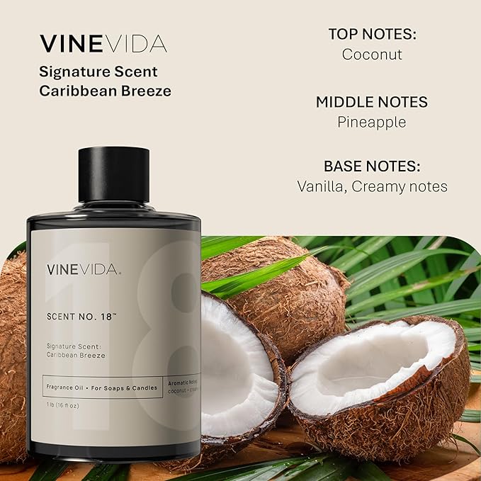 VINEVIDA [16oz] Caribbean Breeze Fragrance Oil for Candle Making and Soap Making - Premium Candle Scents for Soy Candles