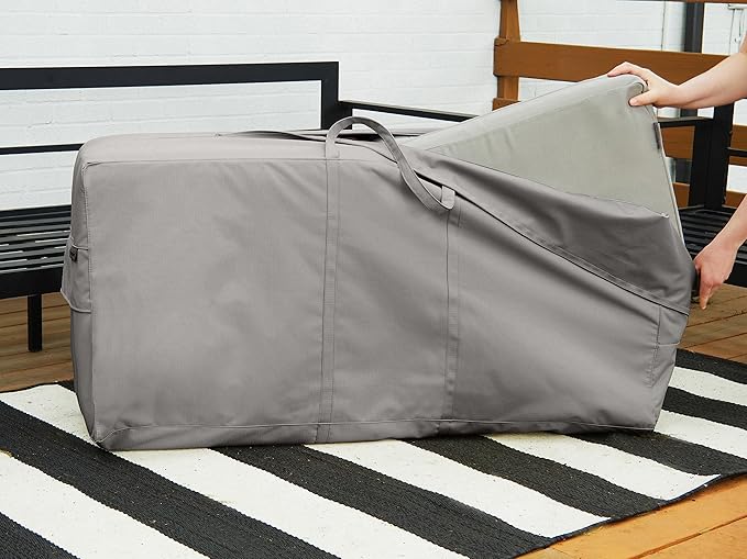 Covermates Cushion Storage Bag - Heavy-Duty Polyester, Weather Resistant, Water Resistant Zipper, Cover Accessories, 48Wx 16D x 22H, Ripstop Grey