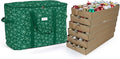 Covermates Keepsakes Adjustable Ornament Storage Bag – Heavy-Duty Polyester, Padded Dividers & FlexGrid Trays – Protective Holiday Ornament Organizer with Handles & Label Window, Green Snowflake