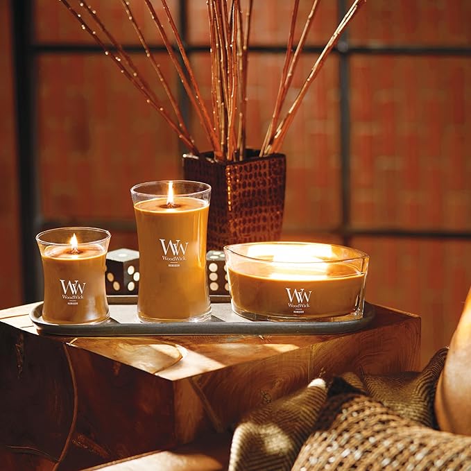 WoodWick Humidor Gifts for Women and Men, 16 oz Ellipse Candle with Crackling Wick
