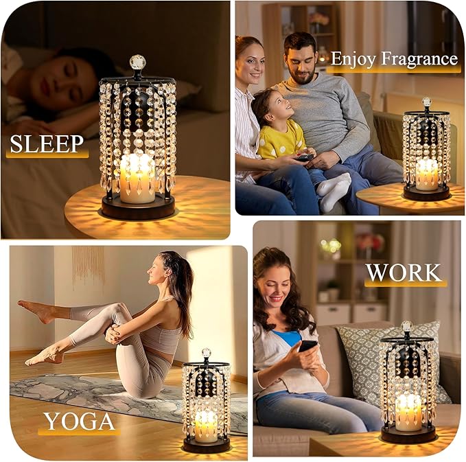 Candle Warmer Lamp with Timer and Dimmer - Electric Candle Warmer ,Crystal Candle Lamp for Bedroom Decor, Flameless Scented Candle Light Warmer,House Warming Gifts New Home, Christmas Gifts for Women