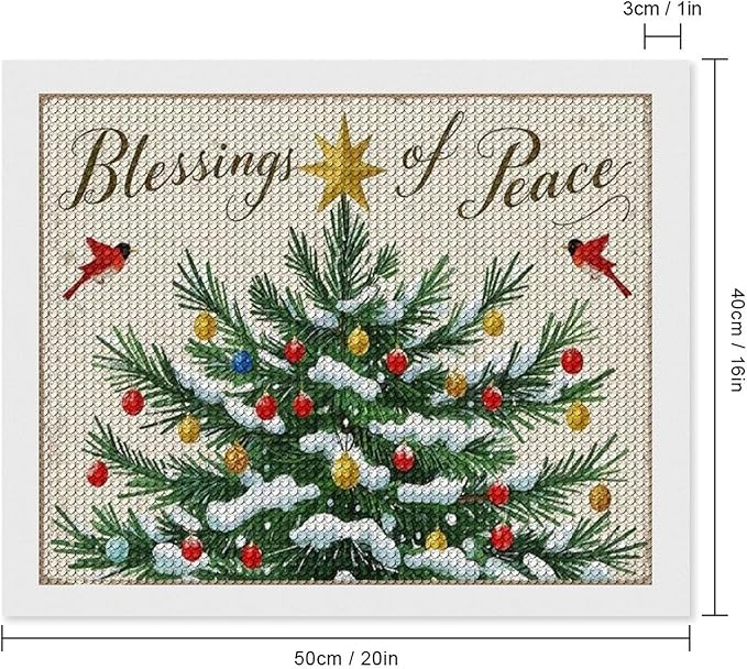 Diamond Painting Kits for Adults - Christmas Snowy Pine & Inspirational Blessings of Peace Painting DIY 5D Full Drill Diamond Dots Paintings with Diamonds Gem Art And Crafts Home Decor 16"x20"