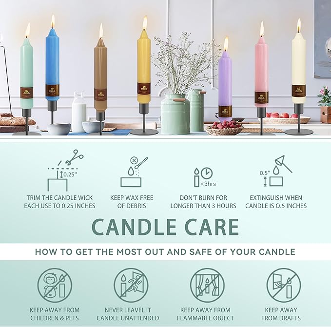 Mint Green Short Taper Candle 7 Inch Candlesticks Unscented Dripless Tapered Candle Set for Home Decor Wedding Party Dinner Candles