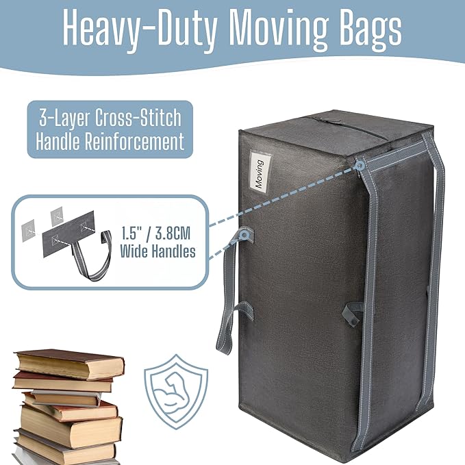 VENO 6 Pack Heavy Duty Moving Bags with Backpack Straps, Zippers & Handles, Extra Large Packing Bags for College Dorm Essentials, Moving Supplies Alternative to Cardboard Moving Boxes
