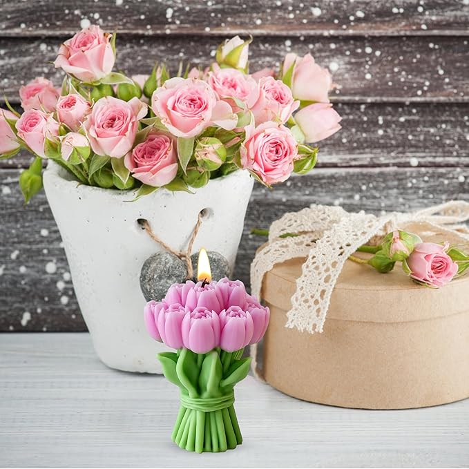 Tulip Candle Silicone Molds Resin Casting Mould for DIY Flower Shaped Candles Polymer Clay Craft Plaster Home Decoration