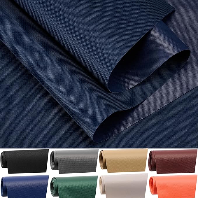Waterproof Canvas Fabric by The Yard 60" W 600 Denier PVC Backing Water Repellent Polyester Upholster Fabric Material for Indoor Outdoor Marine Awning Tent Craft DIY(2 Yards, Dark Blue)