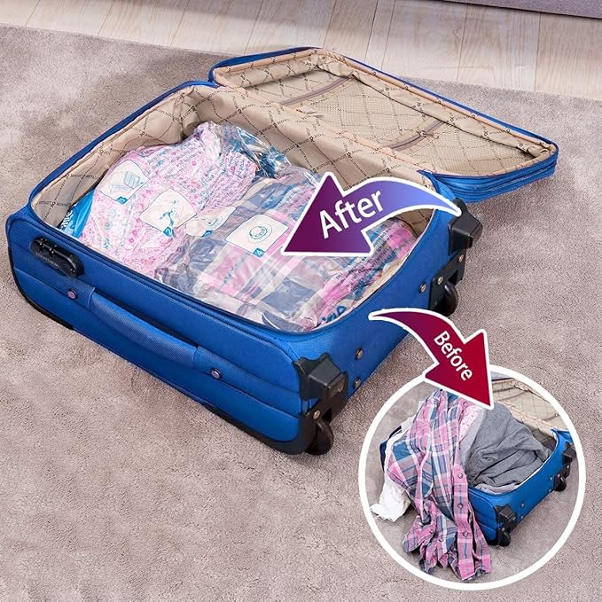 MEIQIHOME Vacuum Storage Bags, Space Saver Sealer Bags,Vacuum seal bags for clothing, Pillows, Comforters, Blankets, Bedding,Travel,12 Jumbo