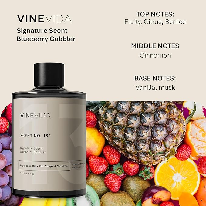 VINEVIDA 16oz Blueberry Cobbler Candle Fragrance - USA Made Natural Scent for Candle and Soap