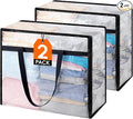 Lifewit 2 Pack Clear Blanket Storage Bags, Foldable Plastic Clothes Organizer with Zipper, Closet Organization Containers and Moving Bag for Comforter, Bedding, Duvet, 40L
