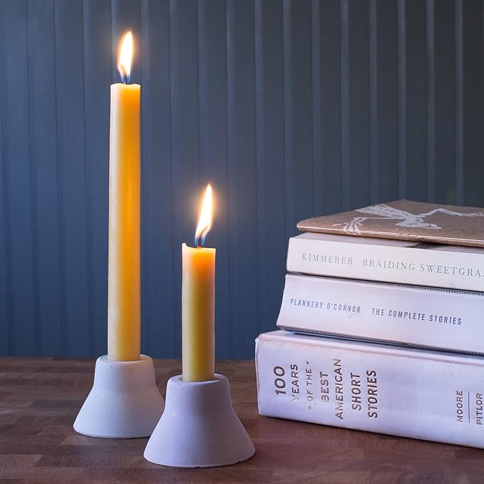 Bluecorn Beeswax Taper Candles, 100% Pure Natural Bees Wax, Pair of 12 Inch Black Tapered Candlesticks, Clean Burning & Dripless, Fragrance Free, Long Lasting, Home Decor, American Made, 1 Count