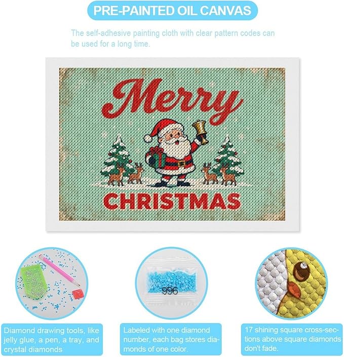 AIVKIEJK Diamond Painting Kits for Adults - Christmas Painting DIY 5D Full Drill Diamond Dots Paintings with Diamonds Gem Art and Crafts Home Decor 8"x12"