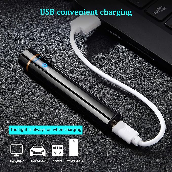 Upgrade Smart Fingerprint Ignition Electric Lighter - USB Rechargeable, Windproof, Flameless, Mini Cylindrical, Indoor/Outdoor, Ice Color