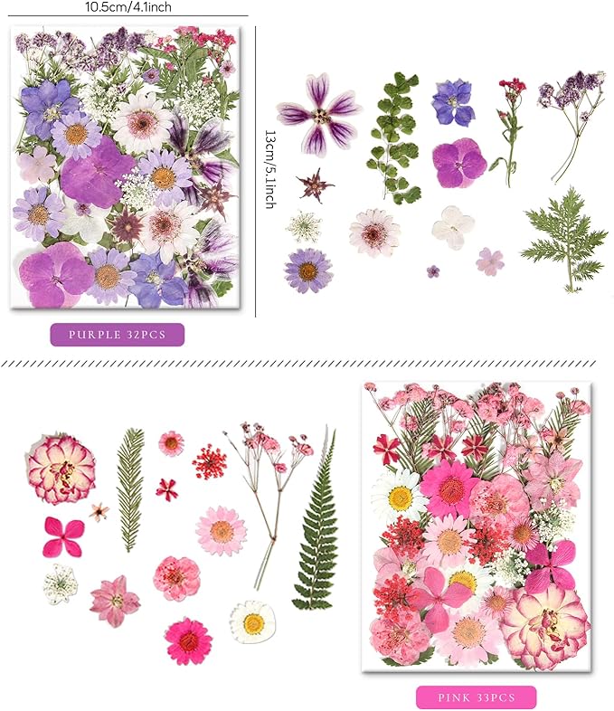 110+PCS Pressed Flowers for Resin molds Real Dried Flower Leaves for Resin Jewelry Making Dry Flowers for Scrapbooking Crafts DIY Soap Candles Making Nails Décor (Colorful-A)