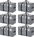 BAGAIL Heavy Duty Moving Bags with Strong Handle, Extra Large Moving Boxes, Storage Tote for Clothes, College Moving Supplies(Grey, 6 Pack)