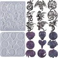 2 Pack Dragon Keychain Resin Mold - 9 Cavities Each - Multiple Style - Pendant - Resin Casting Silicone Molds for Home Decor & Candle Making Wave Spiral Mold