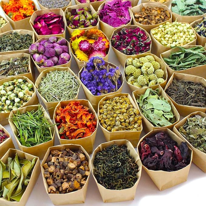40Bags Natural Dried Flowers, DIY Soap,Bath Bomb,Candle,Aromatherapy Oil,Cake,Resin Jewelry Making,Bath,Nail -Lavender,Don't Forget Me,Rose,Jasmine