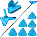 NEWE Wall Mop Cleaner with 80 Inch Long Handle, 180° Folding Ceiling Cleaner with Squeegee, Cabinet Cleaning Tool, Wall Scrubber, Triangle Baseboard Scrubber, 4 Chenille Duster & 2 Microfiber Pads