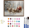 Paint by Number Kit for Adults & Kids, Christmas Santa Reindeer Sleigh 16x20 Inch, DIY Acrylic Painting Kit with Brushes & Paints, Holiday Art Craft for Home Decor Unframed