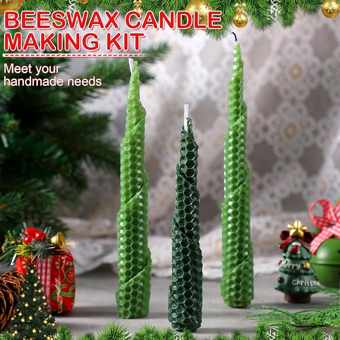 Moinchore 24 Pcs Beeswax Candle Making Kit, 8 x 8 Inch Vibrant Colors Beeswax Sheet for Candle Making with 1 Roll Cotton Wick, DIY Craft Rolling Supplies for Christmas Handmade Crafts Gift(Multicolor)