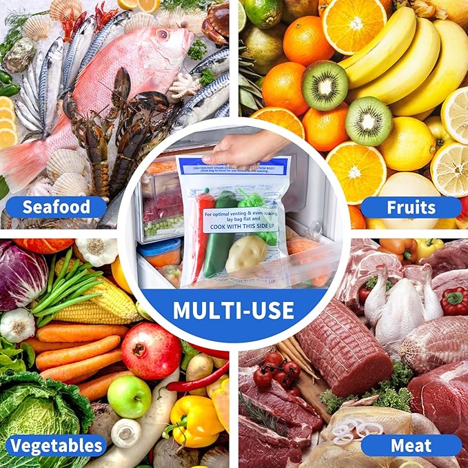 24 Pcs Microwave Steam Bags for Cooking 12 Medium and 12 Large Sizes Reusable Zipper Steamer Bags Microwave Steaming Bag for Vegetables Potatoes Meat Frozen Food (24)