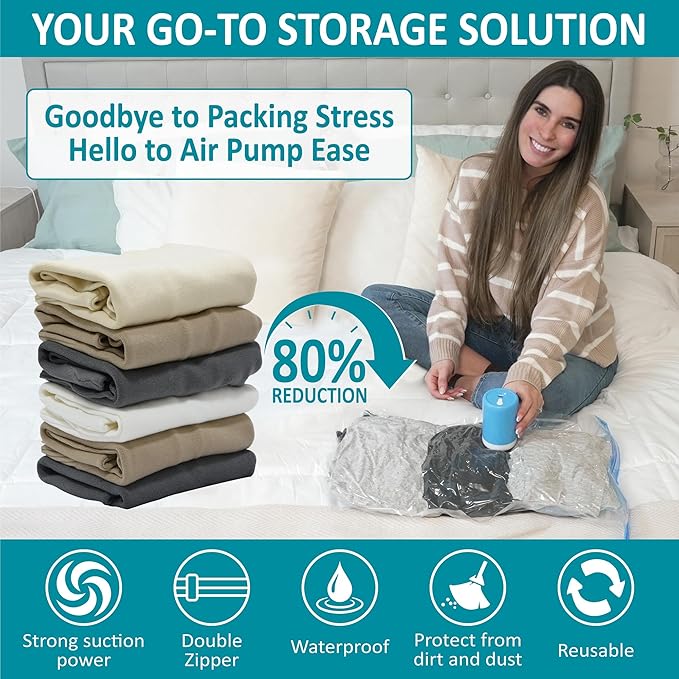 Cozy Essential Travel Vacuum Storage Bags with Rechargeable Cordless USB Pump, Space Saver Bags for Luggage, Suitcase, Carry-On, for Clothes, Blankets, Bedding & Seasonal Storage,26 Combo