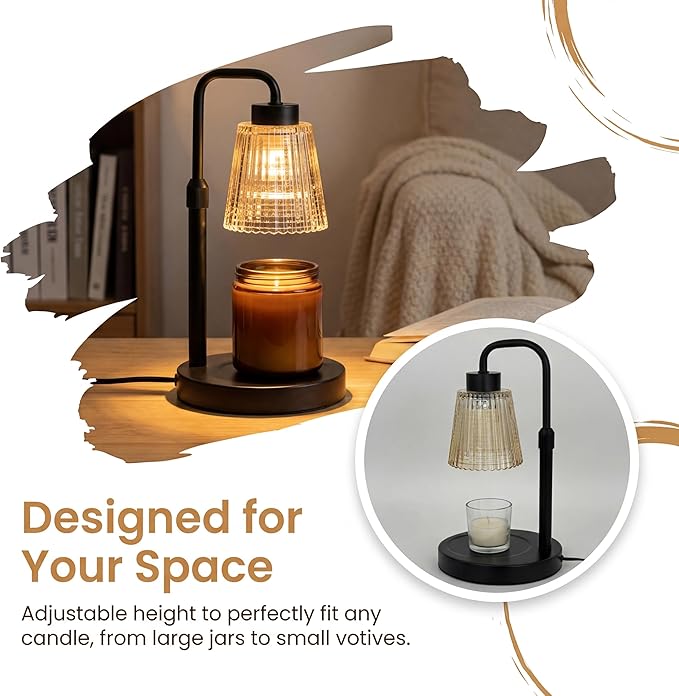 Candle Warmer Lamp Candle Holder for Jar Candles,Height Adjustable Dimmable Wax Melter with Timer,Flameless Candle Wax Warmer Home Decor,Safe Candle Accessory Gift for Mom Women