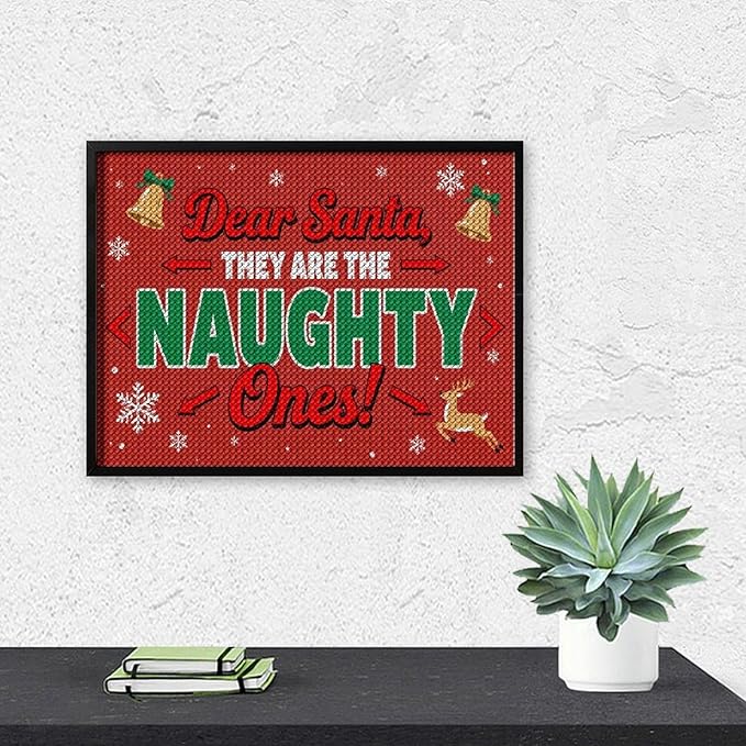 AIVKIEJK Diamond Painting Kits for Adults - Christmas Dear Santa, They are The Naughty Ones Painting DIY 5D Full Drill Diamond Dots Paintings with Diamonds Gem Art and Crafts Home Decor 12"x16"