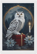 KIVJMSIDJA Diamond Art Kits for Adults Snowy Owl & Candle Glow - Winter Night Scene DIY Round Diamond Art for Home Wall Decor & Crafts Gifts 8"x12"