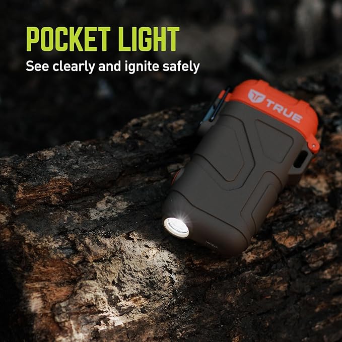 True Plasma Lighter XRL | Flameless and Fuel-Free, Plasma Arc Technology, 100+ Ignitions on a Single Charge, Windproof, Water-Resistant, Compact and Rugged Design - Tan/Orange