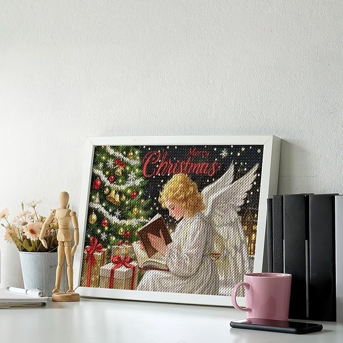 AIVKIEJK Diamond Painting Kits for Adults - Merry Christmas Angel Welcome Painting DIY 5D Full Drill Diamond Dots Paintings with Diamonds Gem Art and Crafts Home Decor 12"x16"