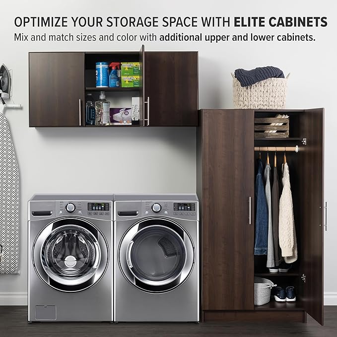Prepac Elite 54" Wall Cabinet, Espresso Storage Cabinet with 2 Adjustable Shelves, Storage for Pantry, Kitchen and Bathroom 12" D x 54" W x 24" H
