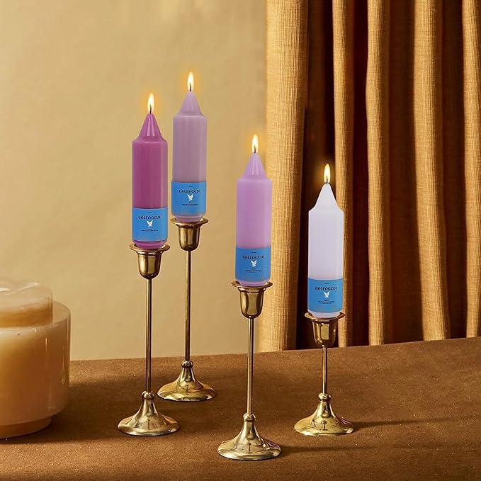 Handmade Unscented Taper Candles Long Lasting Burn Candles Gradient Purple Candles 5inch Short Candlesticks Elegant Design for Home Décor Weddings Festive Seasons