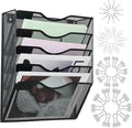 LEKETREE Hanging Wall File Organizer with Office Assorted, 5 Pockets Mesh Wall Mounted Hanging File Folders, Mail Organizer, Holder Rack for Mail, Paper, Document, Binder, Magazine, Menu (Black)