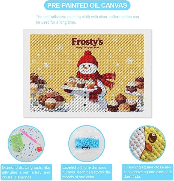 AIVKIEJK Diamond Painting Kits for Adults - Christmas Snowman Painting DIY 5D Full Drill Diamond Dots Paintings with Diamonds Gem Art and Crafts Home Decor 8"x12"