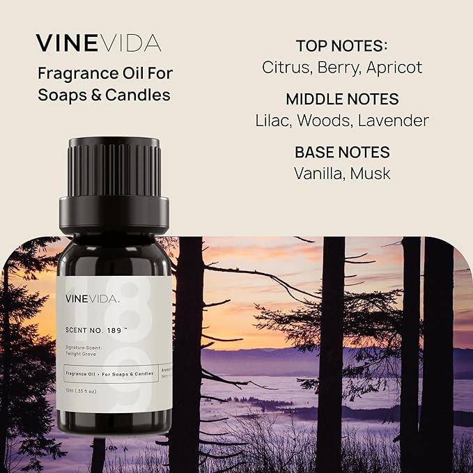 VINEVIDA [10ml] Twilight Grove; Fragrance Oil for Candle Making and Soap Making - Premium Candle Scents for Soy Candles