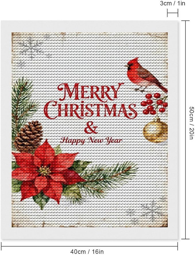 AIVKIEJK Diamond Painting Kits for Adults - Merry Christmas & Happy New Year Painting DIY 5D Full Drill Diamond Dots Paintings with Diamonds Gem Art and Crafts Home Decor 16"x20"