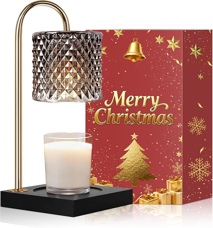 TigQiang Candle Warmer Lamp with Timer Dimmer, Birthday Gifts for Women Mom, House Warming Gifts, Elegant New Home Decor, Wax Warmer for Jar Candles, Heater Lamp for Scented Wax, Black Glass