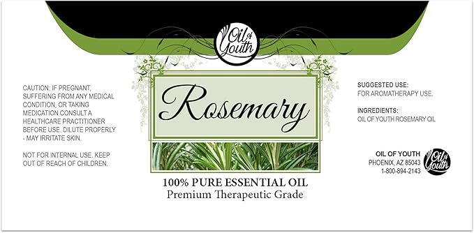 Oil of Youth Essential Oils 4oz - Rosemary Essential Oil - 4 Fluid Ounces