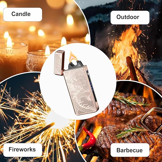 Electric Lighter Plasma Rechargeable with LED Battery Indicator Strong Flame, USB Convenient Charging, Windproof Lighter Outdoor