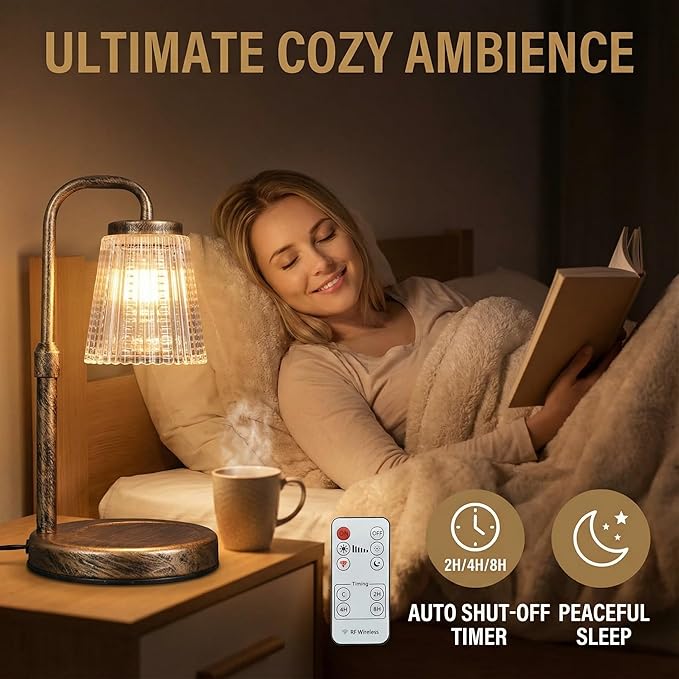 Candle Warmer Lamp with Timer & Dimmable,Wireless Remote Control Candle Warmer, Height Adjustable Wax Warmer Lamp for Jar Candles,Gifts for Women/Mom,Modern Home Decor. (Bronze)